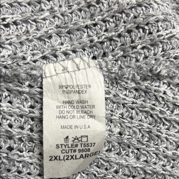 Gray Ribbed Open Front Cardigan 2X - Picture 3 of 4